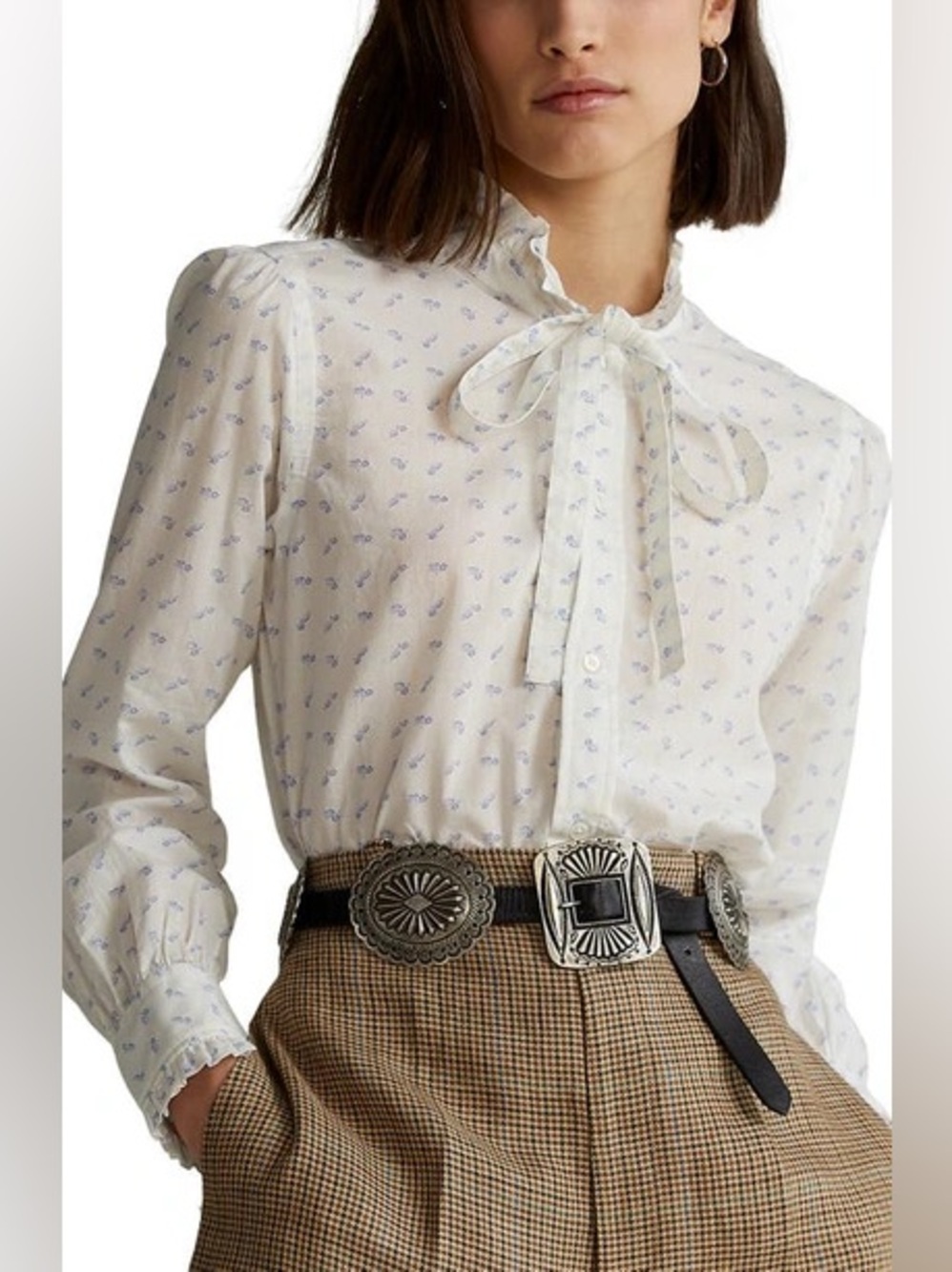 Polo Ralph Lauren Cotton Tie-neck Long-sleeve Button-down Shirt